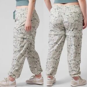 Athleta Leaf Print Jogger Pants - Gray and Green